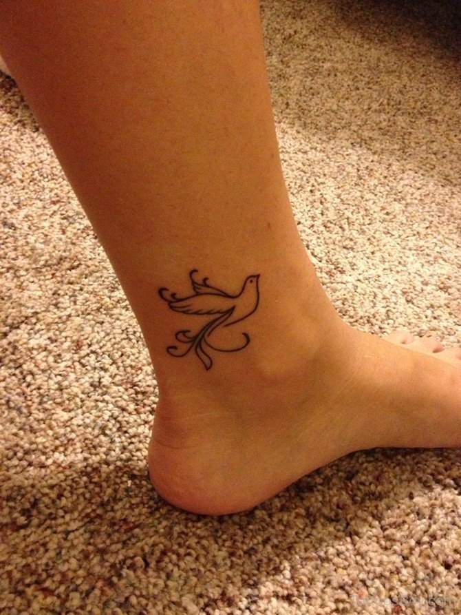 Dove Ankle Tattoo Idea For Girls