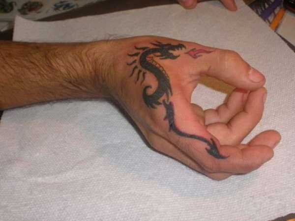 Dragon Tattoo On Side Hand For Women
