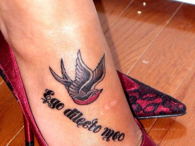Ego Dilecto Meo Bird Ankle Tattoo