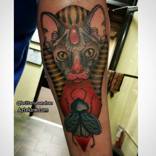 Egyptian Cat Tattoo On Forearm