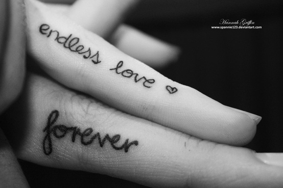 Endless Love Forever Tattoos On Side Fingers