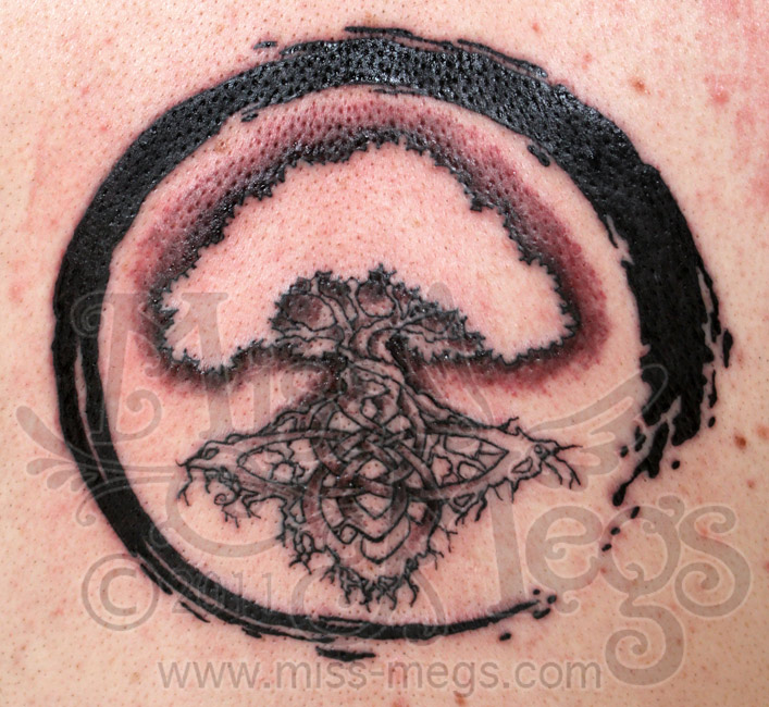Enso Circle With Celtic Tree Tattoo Design By Miss Megs