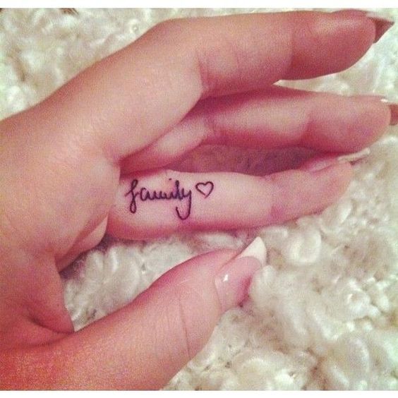 Family Heart Tattoo On Side Finger