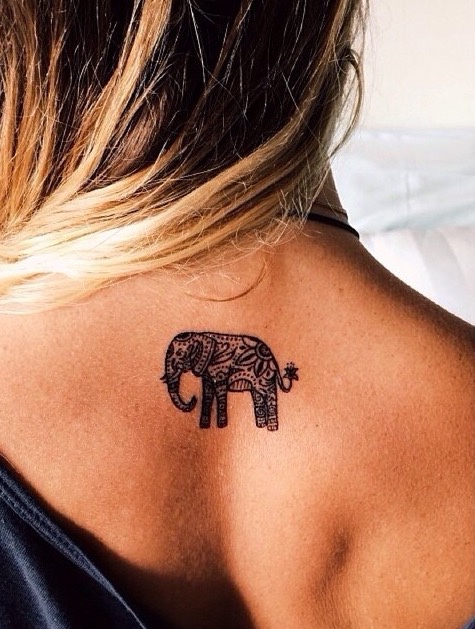 Fantastic Elephant Tattoo On Upper Back