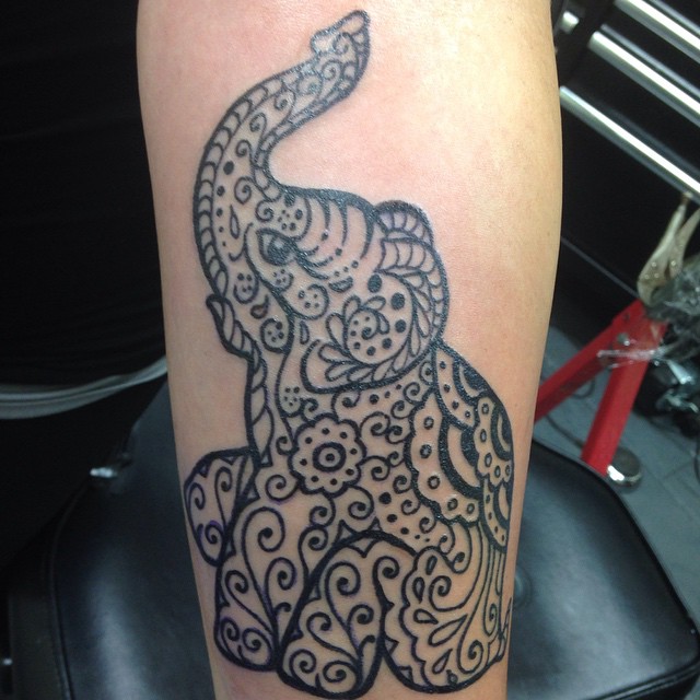 Fantastic Henna Elephant Tattoo Design For Sleeve