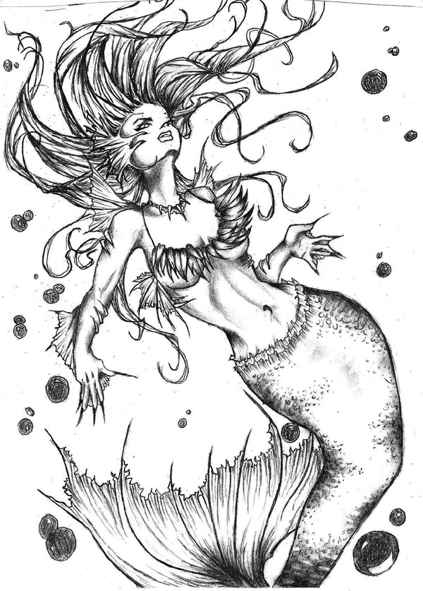 Fantasy Mermaid Tattoo Design