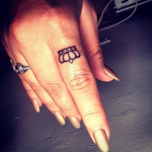 Finger Crown Tattoo Idea For Girls