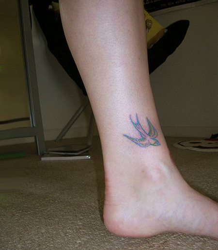 Flying Bird Ankle Tattoo Idea
