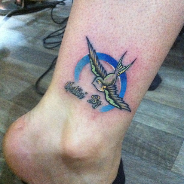 Flying Bird Ankle Tattoo Image