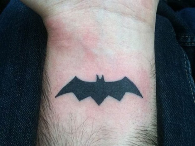 Flying Black Bat Tattoo On Wrist For Men