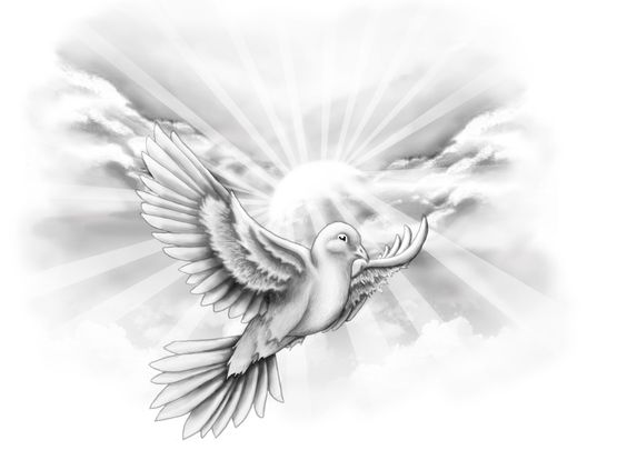 Flying Dove With Clouds Tattoo Design