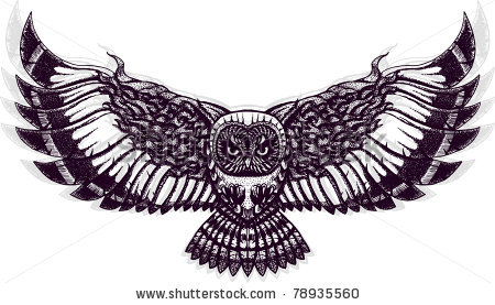 Flying Owl Tattoo Design
