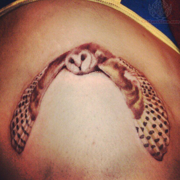 Flying Owl Tattoo On Shoulder For Men