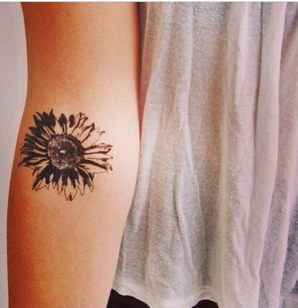 Forearm Realistic Sunflower Tattoo