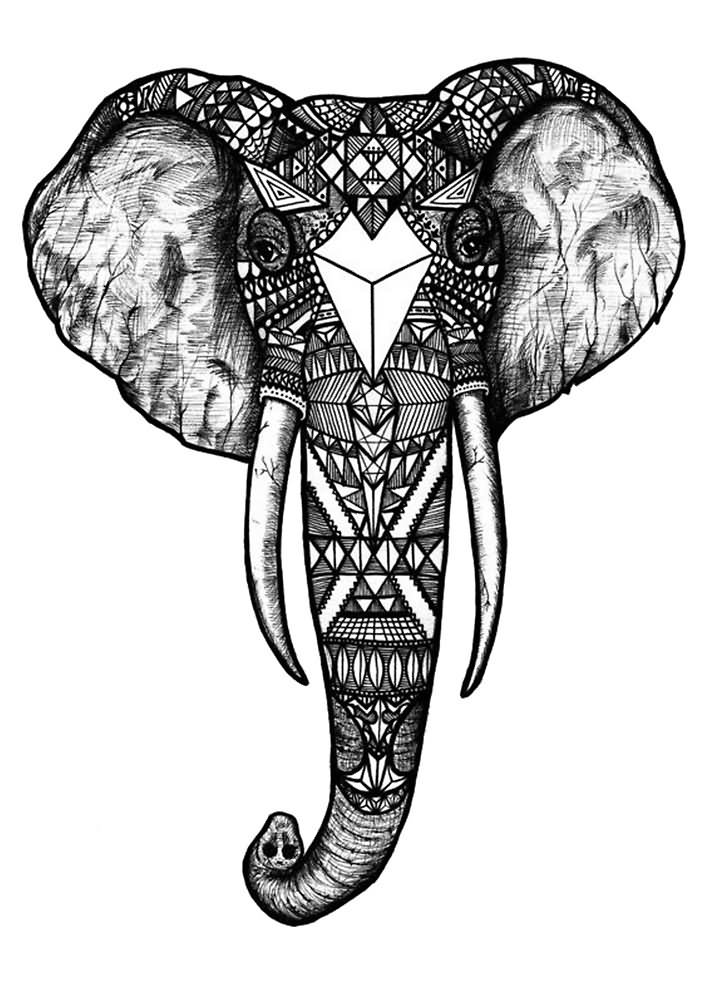 Geometric Elephant Head Tattoo Stencil By Diane Smith