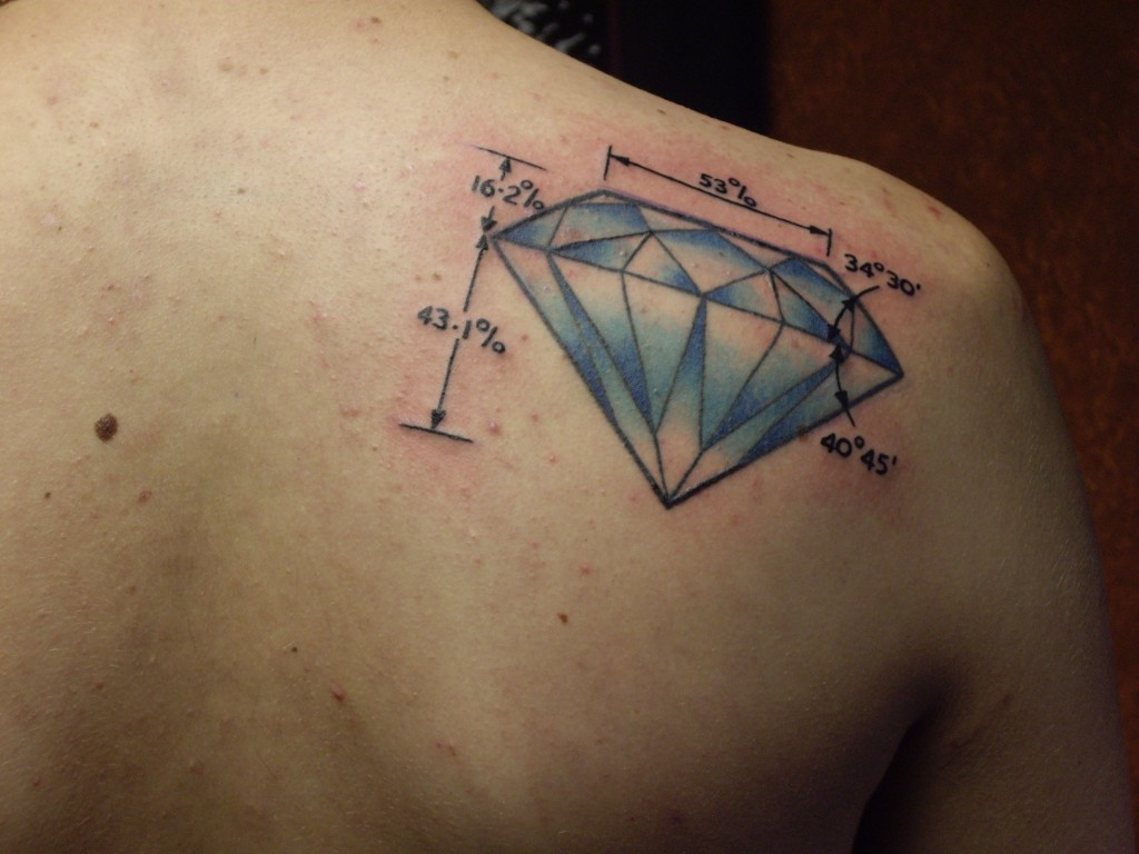 Geometric Traditional Diamond Tattoo On Right Back Shoulder