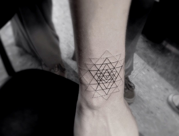 Geometric Triangle Tattoo Design For Wrist