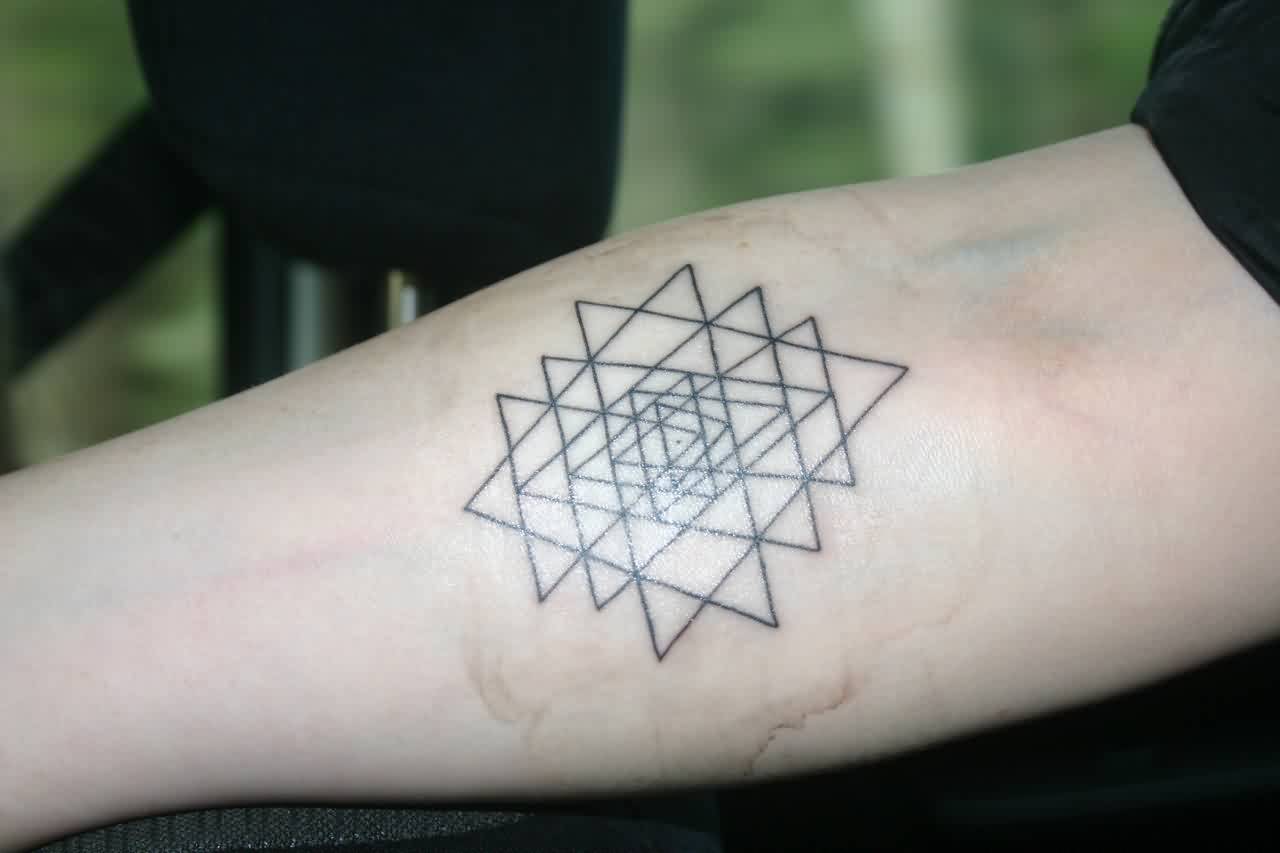 Geometric Triangle Tattoo On Forearm