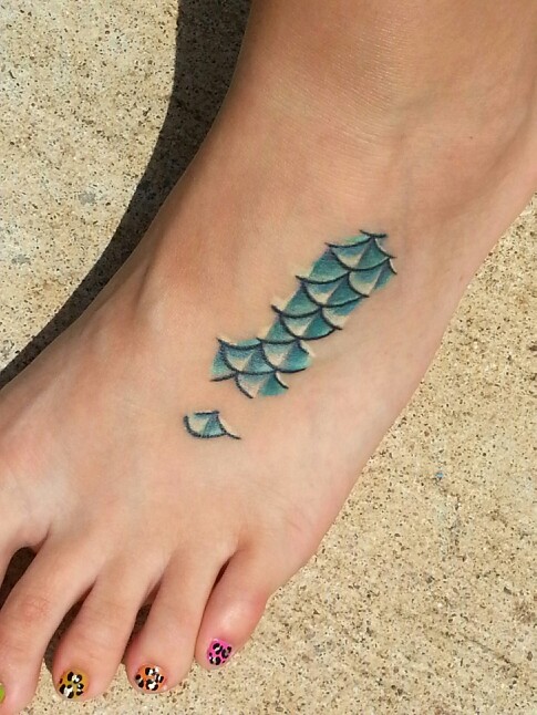Girl Left Foot Mermaid Scale Tattoo