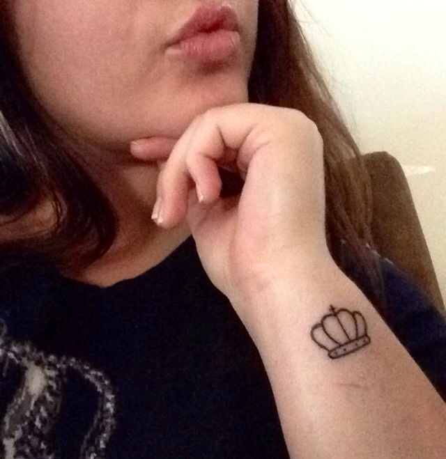 Girl Left Wrist Crown Tattoo Idea
