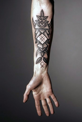 Grey Ink Dotwork Tattoo On Wrist For Men