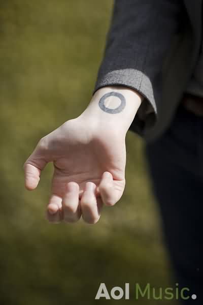 Grey Ink Zen Circle Tattoo On Right Wrist