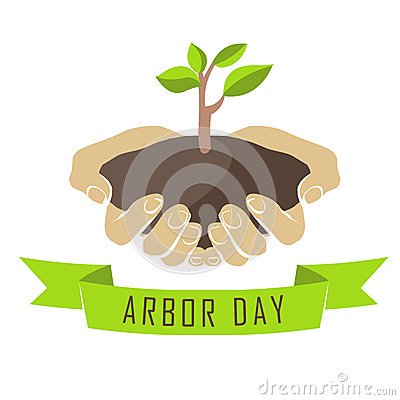 Hands With Tree Seedlings Arbor Day Illustration