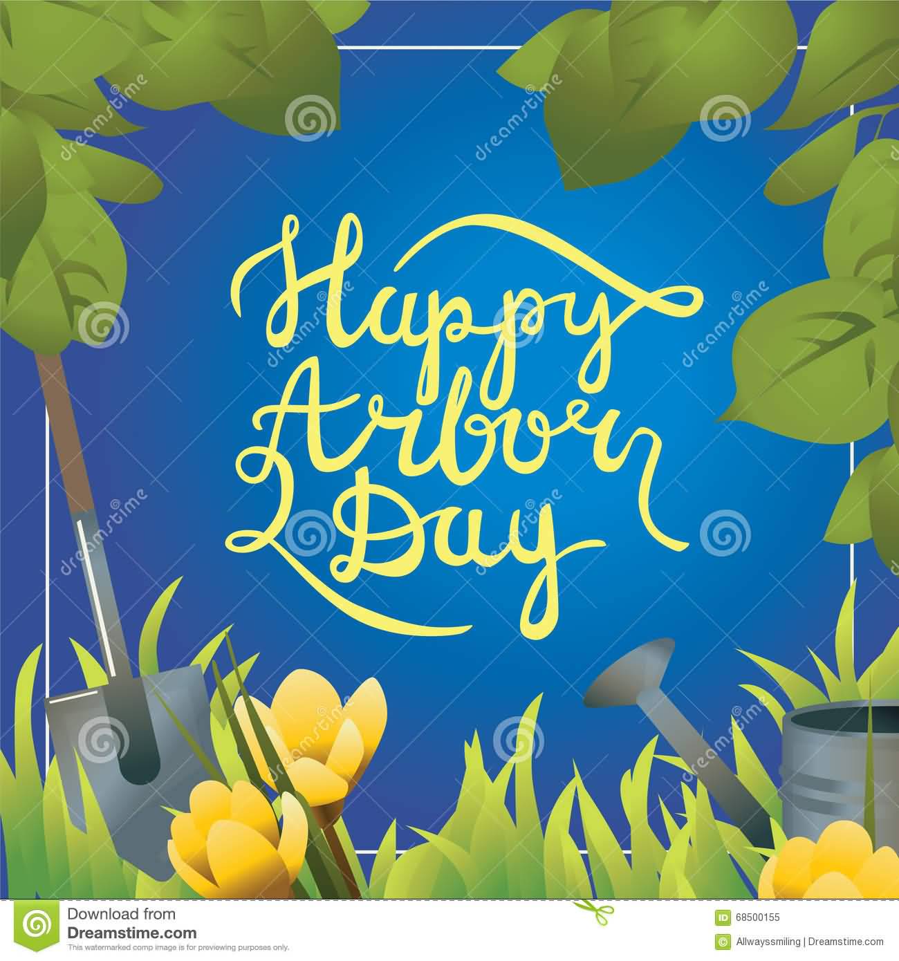 Happy Arbor Day Calligraphy Handlettering Postcard