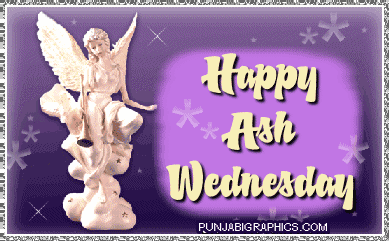 Happy Ash Wednesday Angel Statue Glitter Picture