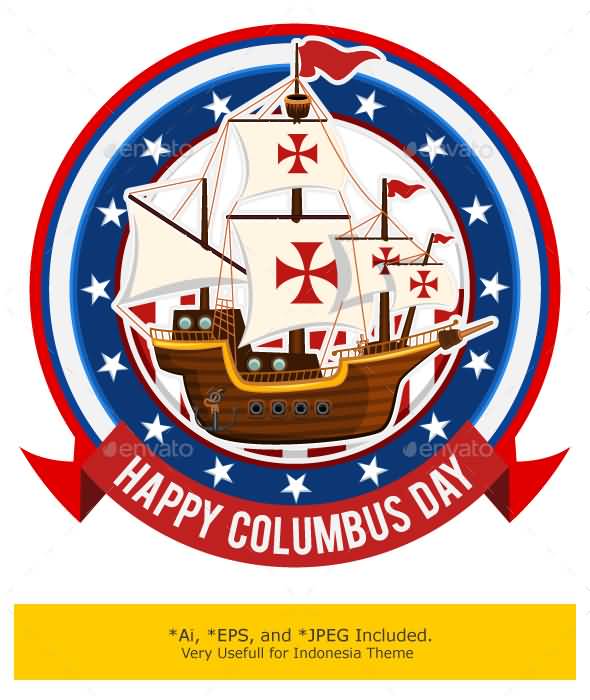 Happy Columbus Day Stamp
