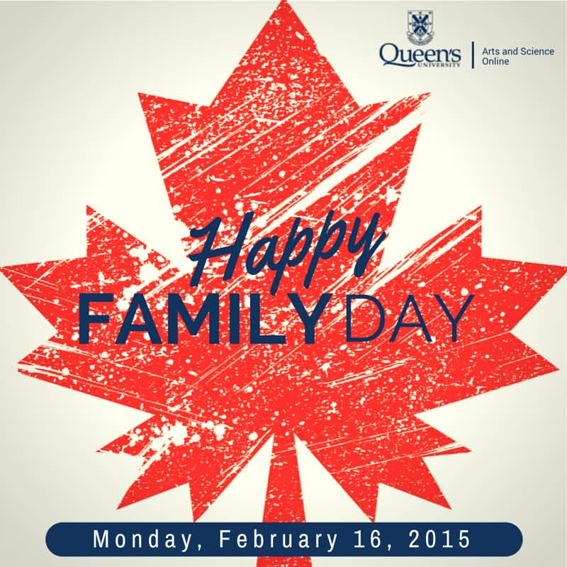 Happy Family Day Maple Leaf In Background