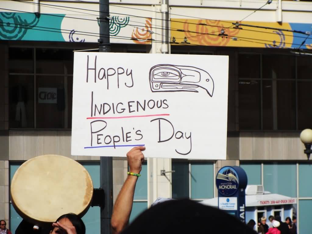 Happy Indigenous People's Day Banner In Hand