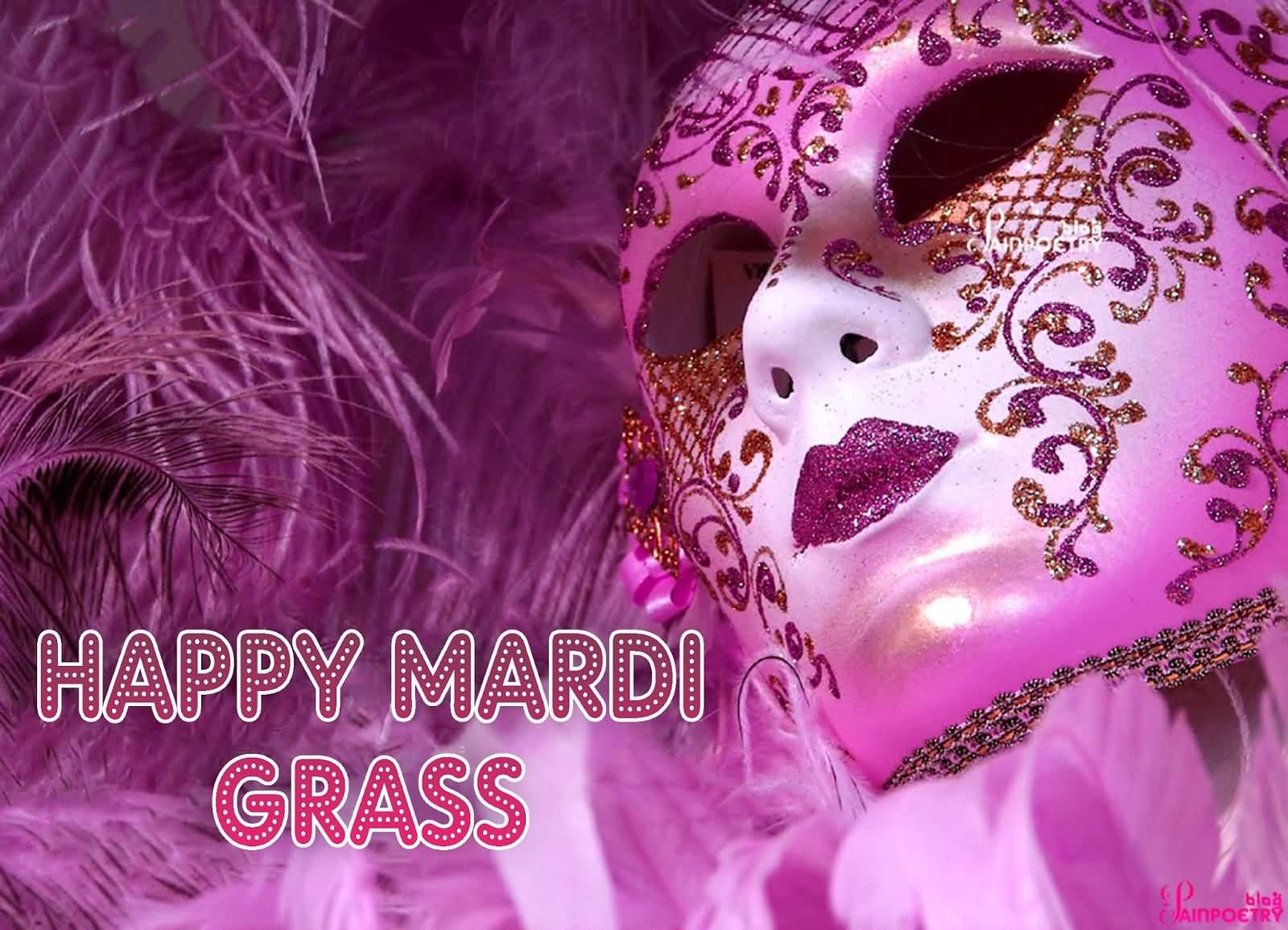 Happy Mardi Gras Adorable Pink Mask Picture