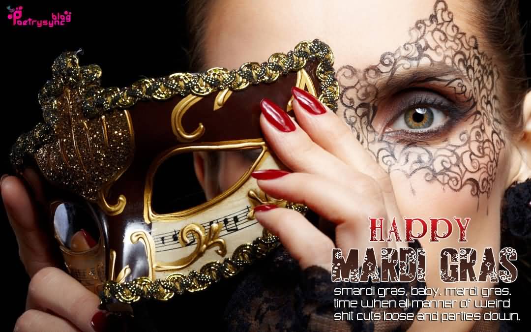 Happy Mardi Gras Beatiful Girl With Mask