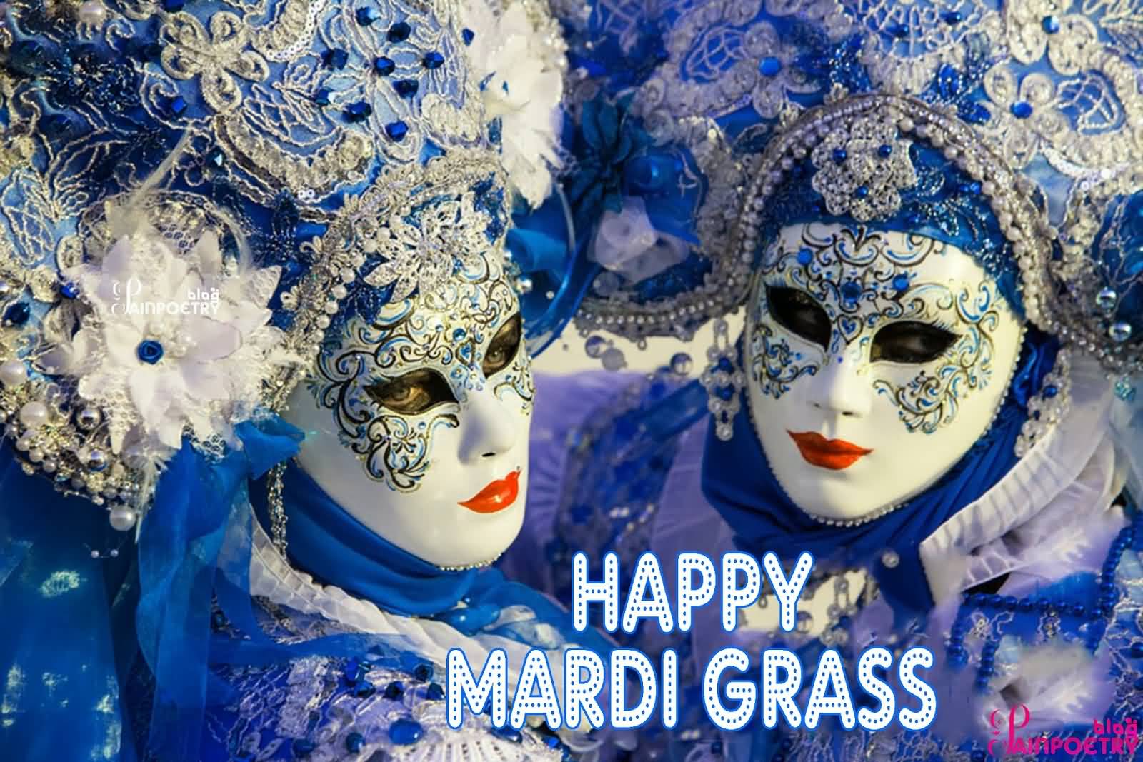 Happy Mardi Gras Girls Wearing Masks