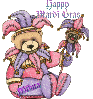 Happy Mardi Gras Teddy Bear Glitter