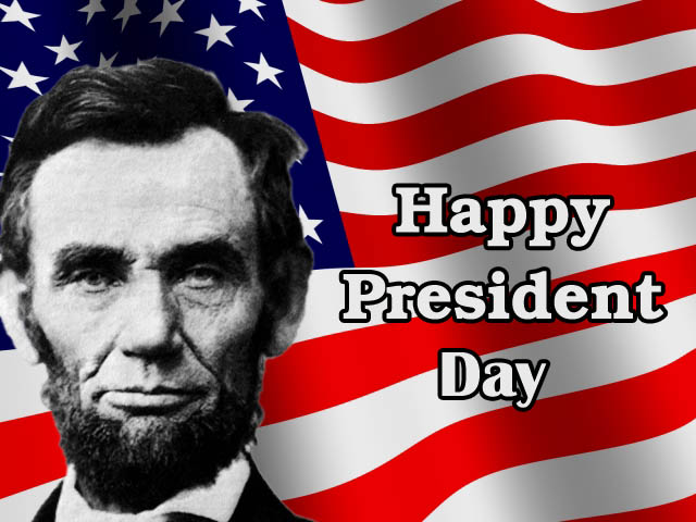 Happy Presidents Day Abraham Lincoln Picture With American Flag In Background