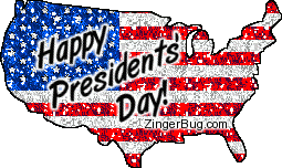 Happy Presidents Day American Map Glitter Picture