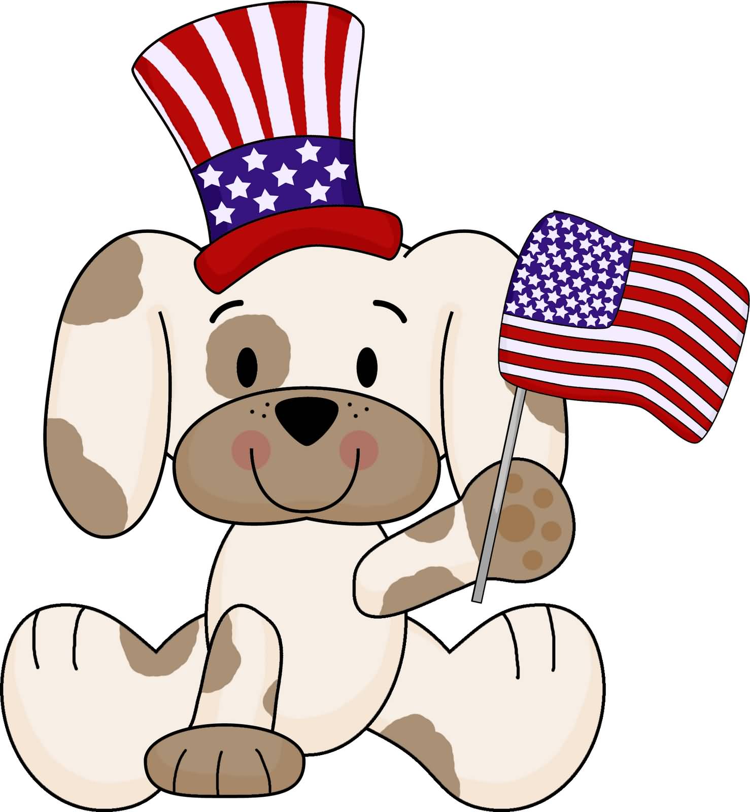 Happy Presidents Day Cute Puppy With Flag Illustration
