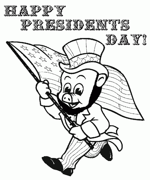 Happy Presidents Day Funny Cartoon Coloring Page