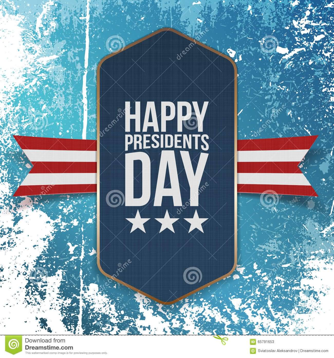 Happy Presidents Day Realistic Blue Banner Image