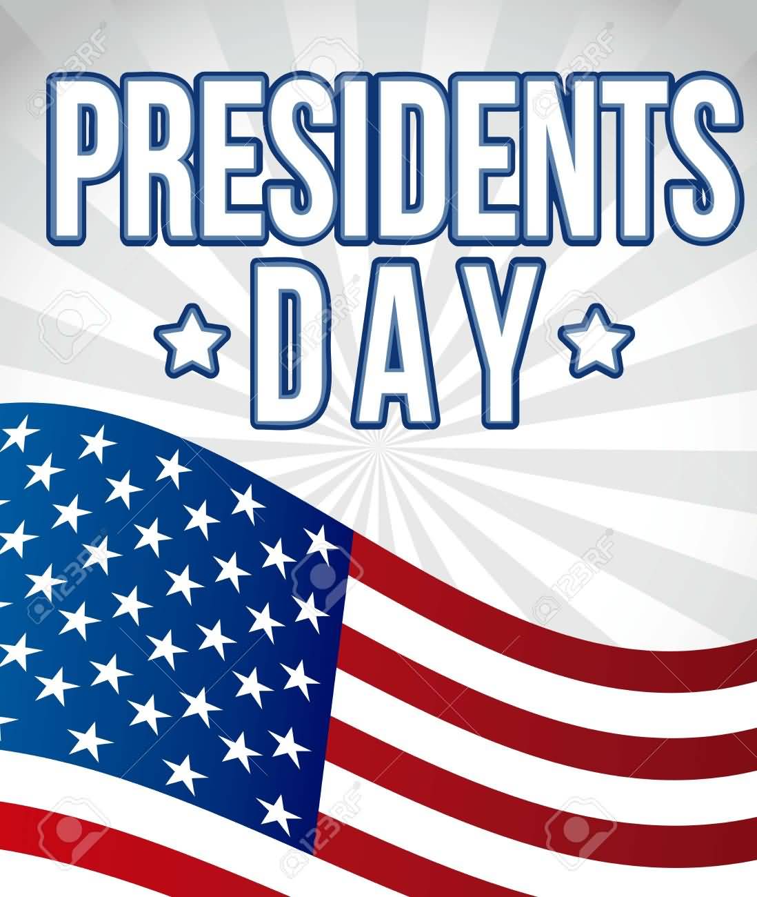 Happy Presidents Day Waving American Flag Illustration