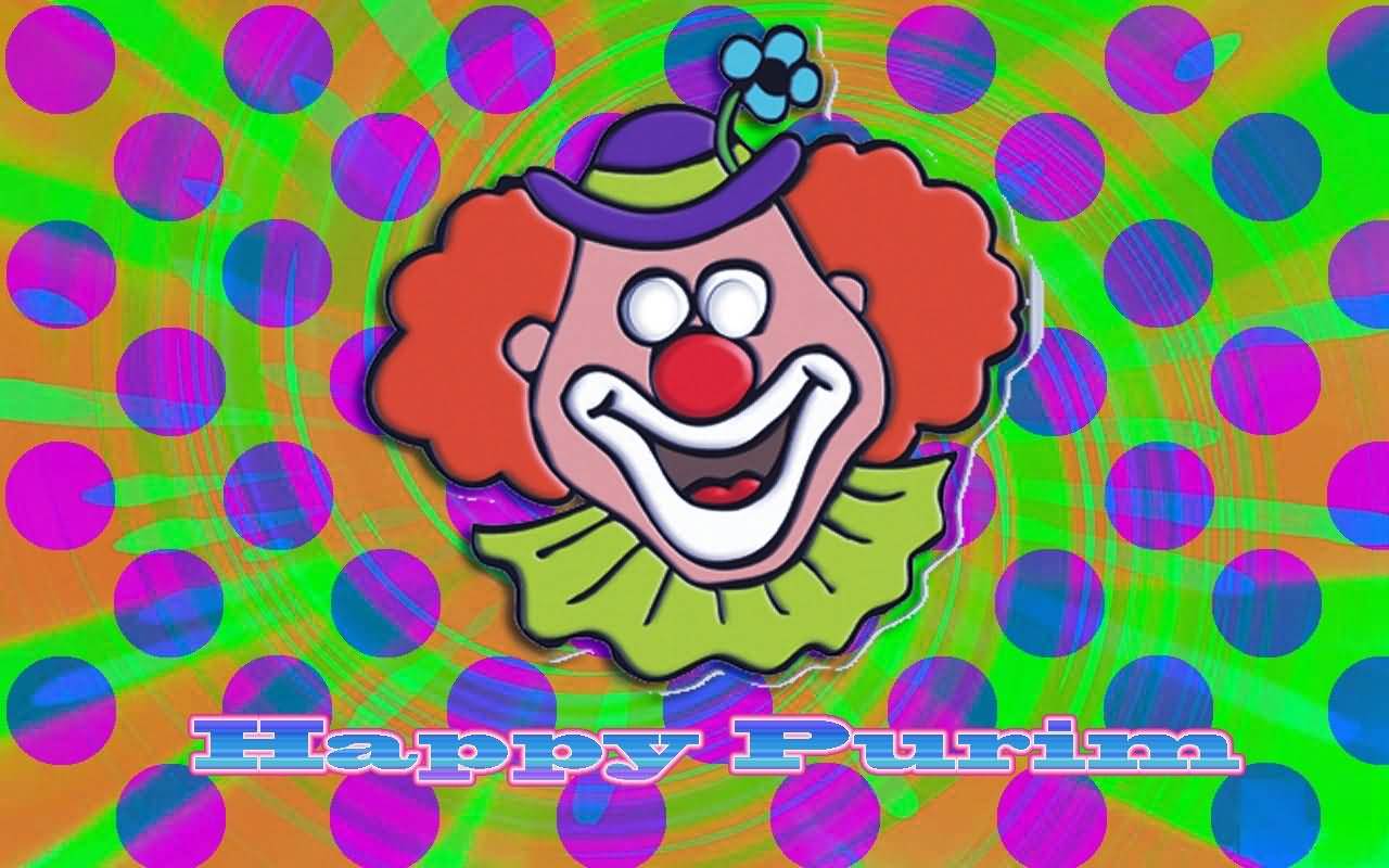 Happy Purim Clown Face Picture