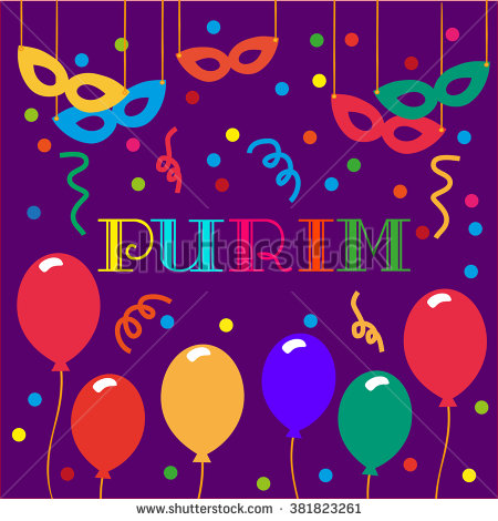 Happy Purim Wishes With Balloons And Carnival Masks Picture