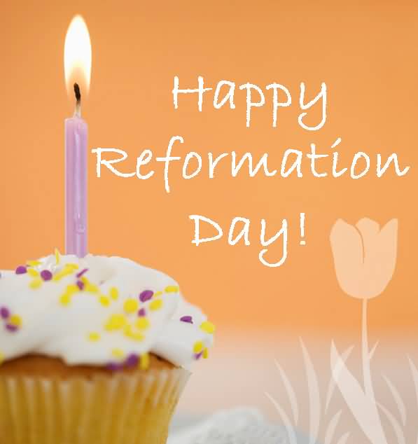 Happy Reformation Day Candle On Cupcake