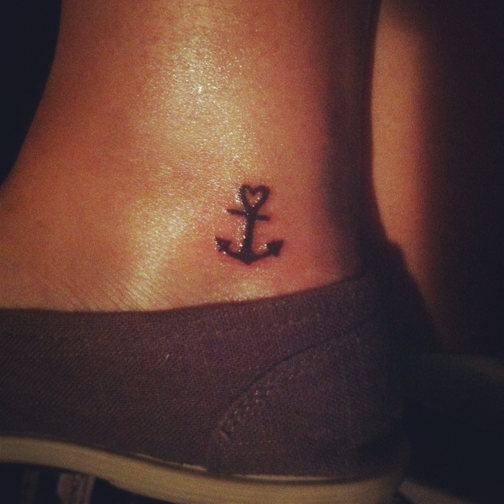 Heart Anchor Ankle Tattoo For Girls