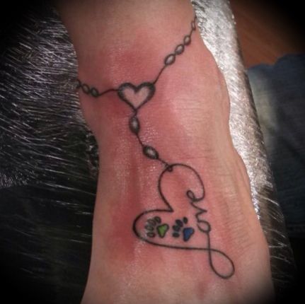 Heart Ankle Bracelet Tattoo Idea
