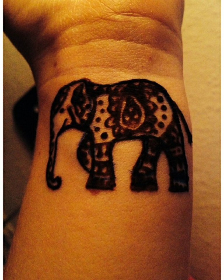 Henna Elephant Tattoo On Wrist