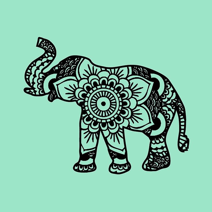 Henna Flower In Elephant Tattoo Design