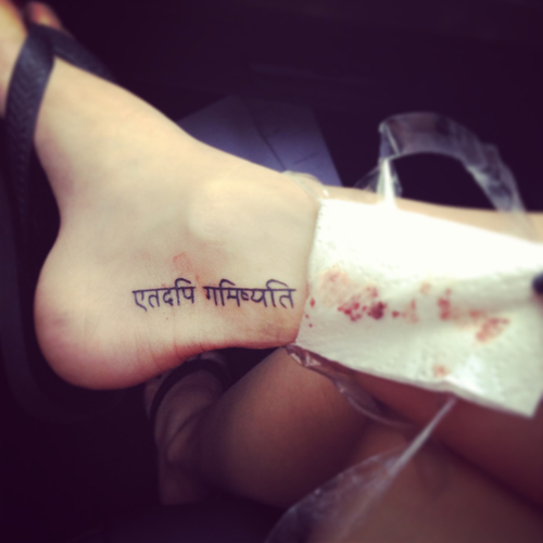 Hindi Words Tattoo On Ankle